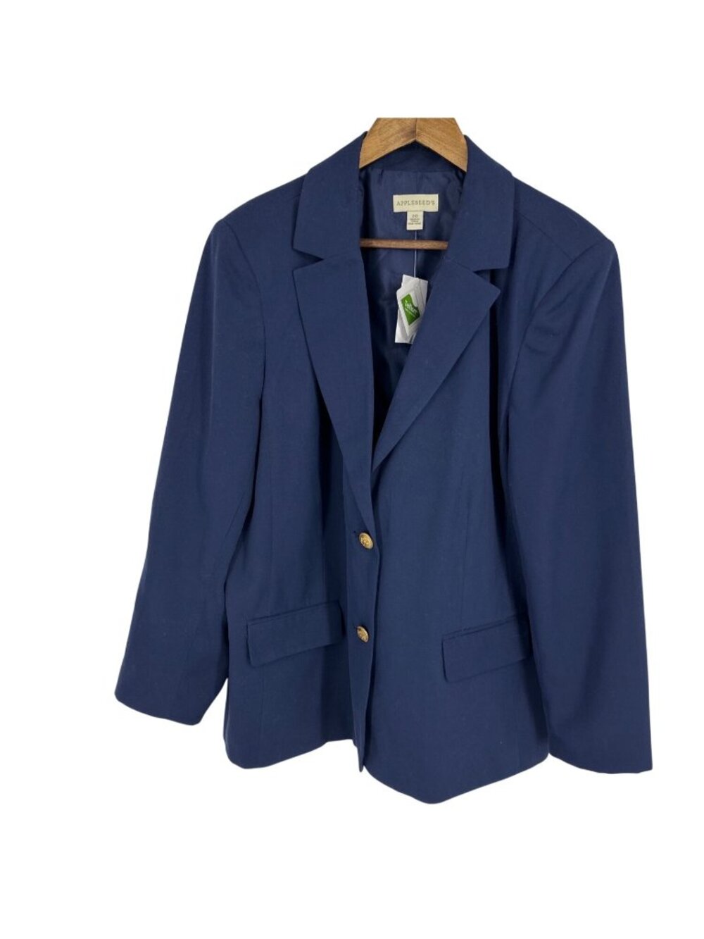 Appleseed's Women's Gold Crest Buttons 2-Button Closure Pockets Blazer Size 20